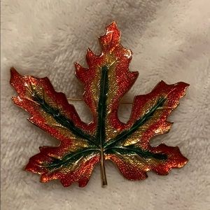 Enamel multicolored Maple leaf brooch